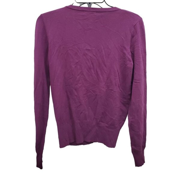 Audrey & Grace Women's Purple Silk Blend Rosette LS Button Up Knit Cardigan Sz S - Picture 7 of 7